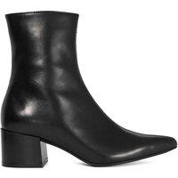 Dune London Leather Block Heel Pointed Ankle Boots Black