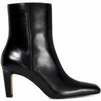 Dune London Leather Square Toe Stiletto Heel Boots Black