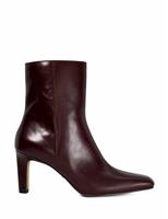 Leather Square Toe Stiletto Heel Boots