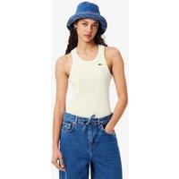 Lacoste Cotton Modal Blend Ribbed Slim Fit Vest Top Soft White