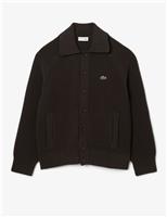 Lacoste Cotton Rich Collared Neck Cardigan Brown