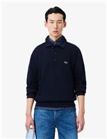 Lacoste Pure Cotton Knitted Polo Collar Sweatshirt Navy