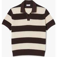 Lacoste Pure Cotton Striped Knitted Polo Shirt Brown Mix