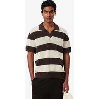 Lacoste Pure Cotton Striped Knitted Polo Shirt Brown Mix