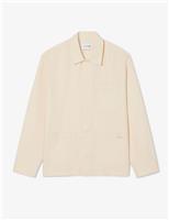 Lacoste Relaxed Fit Linen Rich Twill Overshirt Stone