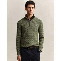 GANT Pure Cotton Cable Half Zip Jumper Green