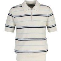 GANT Pure Cotton Striped Textured Zip Up Polo Shirt Cream Mix