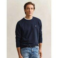 GANT Cotton Rich Logo Crew Neck Sweatshirt Navy