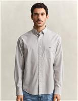 GANT Regular Fit Pure Cotton Striped Oxford Shirt Stone