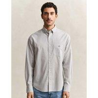 GANT Regular Fit Pure Cotton Striped Oxford Shirt Stone