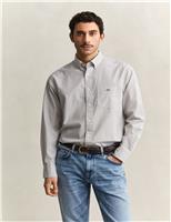 GANT Regular Fit Pure Cotton Striped Oxford Shirt Stone