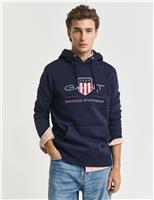 GANT Cotton Rich Shield Logo Embroidery Hoodie Navy