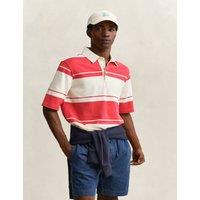 GANT Pure Cotton Striped Short Sleeve Rugby Shirt Red Mix