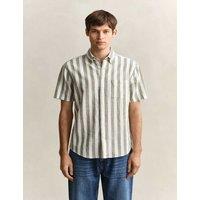 GANT Regular Fit Linen Rich Striped Shirt Green Mix