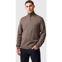 Rodd & Gunn Merrick Bay Pure Cotton Half Zip Jumper Medium Brown