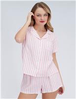 Pure Cotton Striped Revere Shortie Set