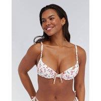 Boux Avenue Fiji Floral Wired Plunge Bikini Top (B-DD) Ivory Mix