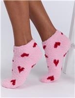 Boux Avenue 2 Pack Valentines Heart Trainer Cossy Socks Red Mix