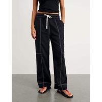 Jag Pure Linen Wide Leg Trousers Black