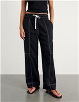 Jag Pure Linen Wide Leg Trousers Black