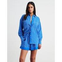 Jag Linen Rich Striped Shirt Blue Mix