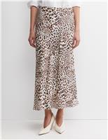 Lyocell Rich Animal Print Midi Slip Skirt