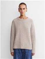 Pure Wool Ribbed Crew Neck Relaxed Jumper