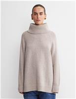 Pure Wool Roll Neck Relaxed Jumper