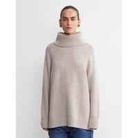 Sportscraft Pure Wool Roll Neck Relaxed Jumper Light Brown