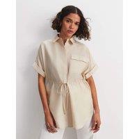 Sportscraft Lyocell Blend Drawstring Longline Blouse Ecru