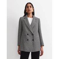Sportscraft Wool Blend Checked Double Breasted Blazer White/Black