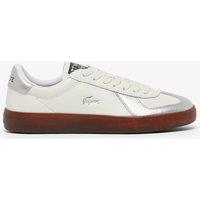 Lacoste Leather Lace Up Metallic Cup Sole Trainers White Mix