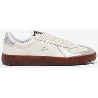 Lacoste Leather Lace Up Metallic Cup Sole Trainers White Mix