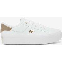 Lacoste Leather Lace Up Platform Trainers White Mix