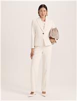 SABA Pleat Front Straight Leg Trousers Cream