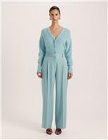 SABA Pure Wool Wide Leg Trousers Light Green