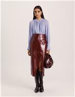 SABA Round Neck Button Through Relaxed Blouse Light Blue