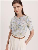 SABA Mesh Floral Crew Neck T-Shirt Multi