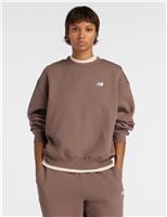 New Balance Cotton Rich Fleece Crew Neck Sweatshirt Brown