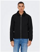 Pure Cotton Corduroy Collar Harrington Jacket