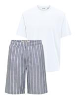ONLY & SONS Pure Cotton Striped Pyjama Gift Set Grey Mix