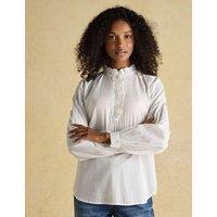 Joules Pure Cotton Ruffle Collar Blouse White