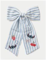 M&S Lilo & Stitch Embroidered Stripe Bow Blue Mix