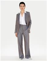 Jigsaw Wool Blend Straight Leg Trousers Blue