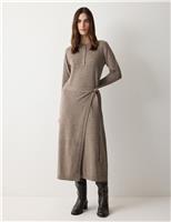 Merino Wool Blend Midi Wrap Dress