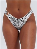 Boux Avenue Samoa Floral High Leg Bikini Bottoms Ivory Mix