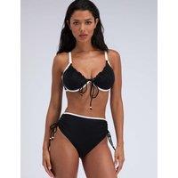 Boux Avenue Ibiza Ribbed High Waisted Bikini Bottoms Black Mix