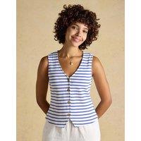 Joules Pure Cotton Jersey Ribbed Striped Vest Blue Mix