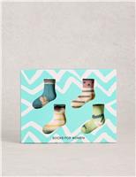 4 Pack Cotton Rich Patterned Ankle Socks