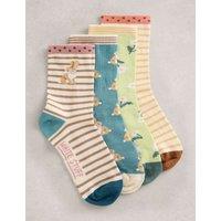 White Stuff 4 Pack Cotton Rich Patterned Ankle Socks Green Mix